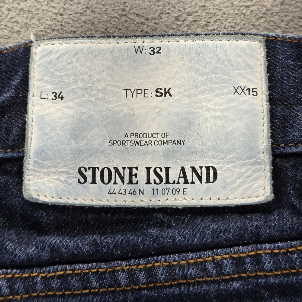 Stone Island Jeans Mens Blue Dark Wash Slim Skinny Type SK Logo Patch Fits 32x29 - Picture 15 of 16